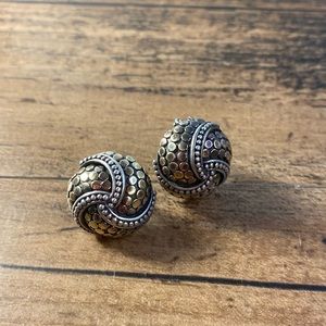 John Hardy Button two tone omega back earrings!